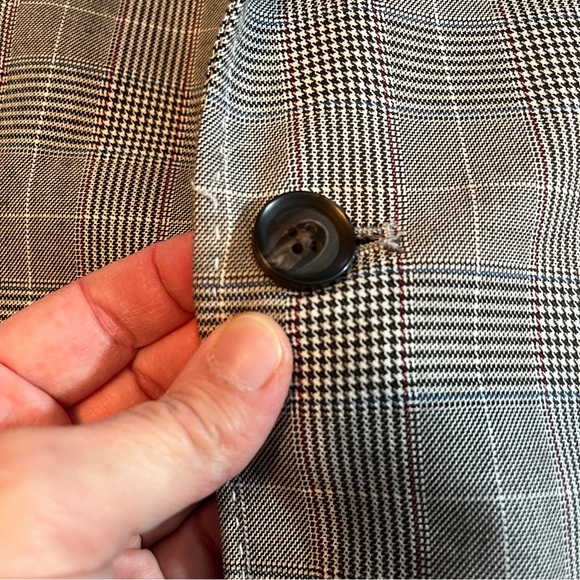 Haggar Men's 42S Plaid Windowpane Blazer Contrast Stitching Preppy Academia - Picture 10 of 15